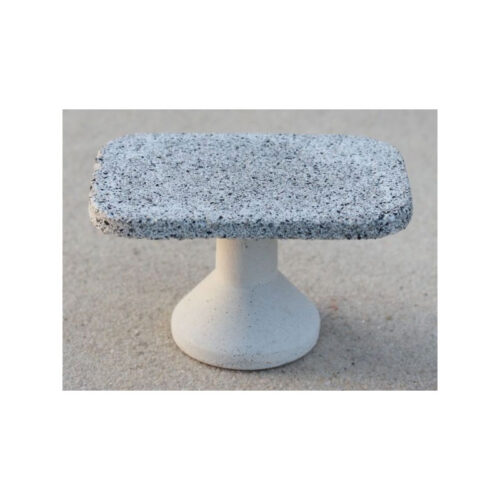 Ovale tafel van beton met ronde voetstuk kleur wit