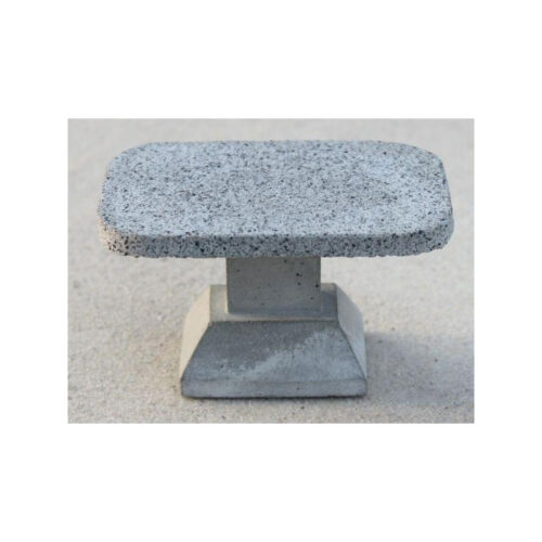 Ovale tafel van beton rechthoekig grijs voetstuk