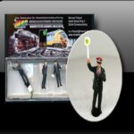 MEF P10236AS H0 6 figuren spoorweg personeel van de DB 1 met led lamp.