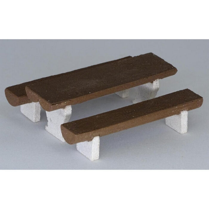 Miniaturbeton 01-041-031 G Tuinset een tafel en twee losse banken - Afbeelding 3