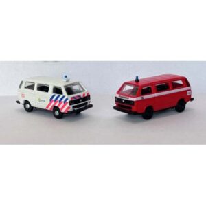 2-delige set Volkswagen T3 bussen politie & brandweer (NL)